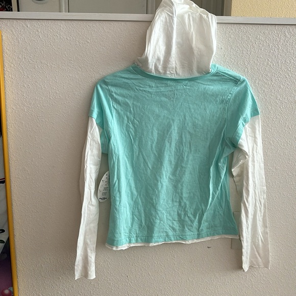 Disney Parks girls XL(14/16) white &light blue long sleeve shirt says Mickey NWT - Picture 3 of 14